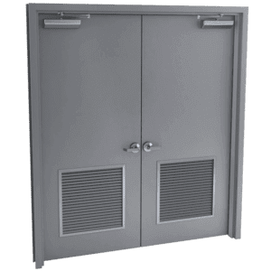 double steel door with louver