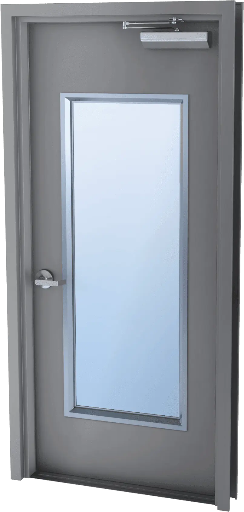 Single metal door with full glass kit