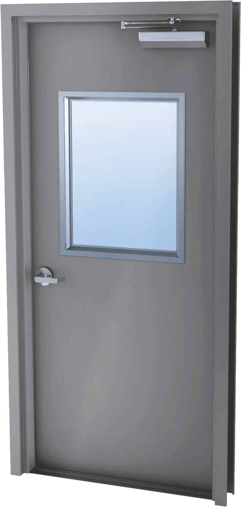 Single metal door with half glass kit