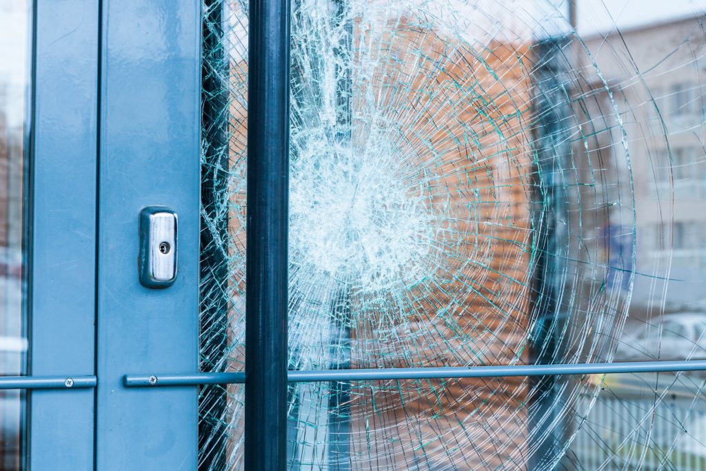 Broken Commercial Glass Door