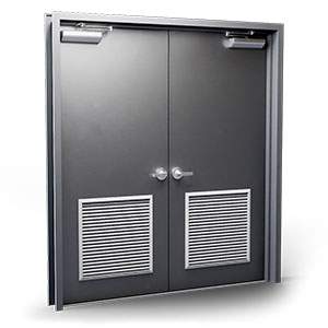 double steel door with louver