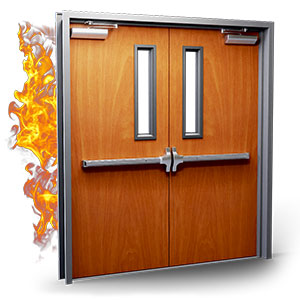double wood fire rated commercial door