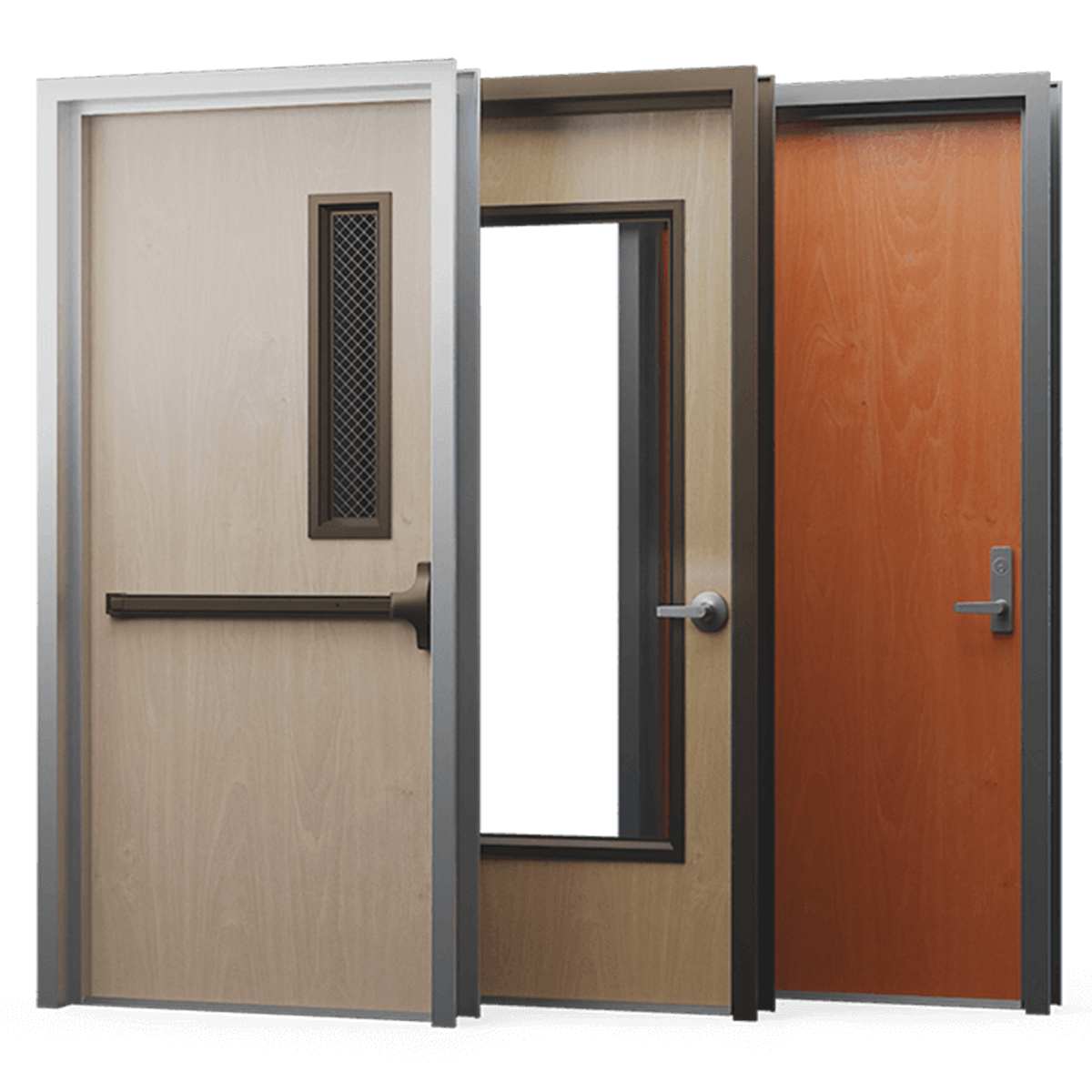 cascading wood doors with different lite kits
