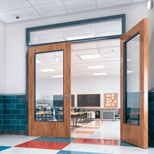 Commercial door with lite kit