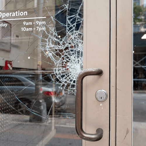 Broken commercial glass door