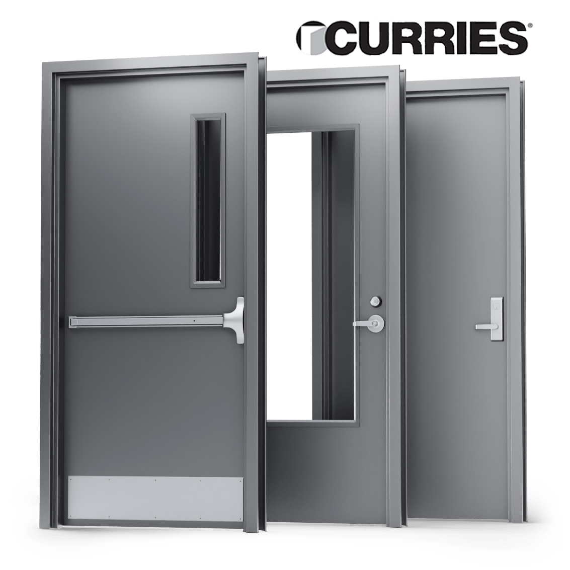 3 metal curries doors