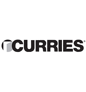 Curries Door icon and word mark logo in black and white
