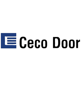 Ceco Door icon and word mark logo. The icon is in dark navy blue and the word mark is in black.