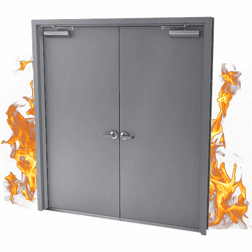 double metal doors with fire