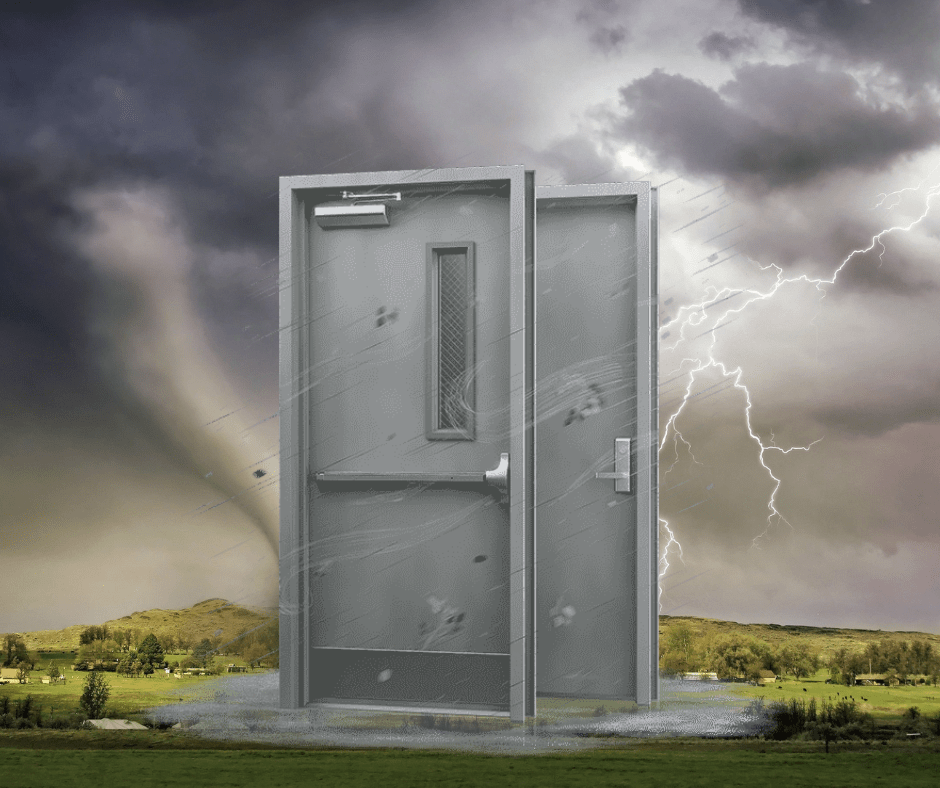 Hurricane door in storm